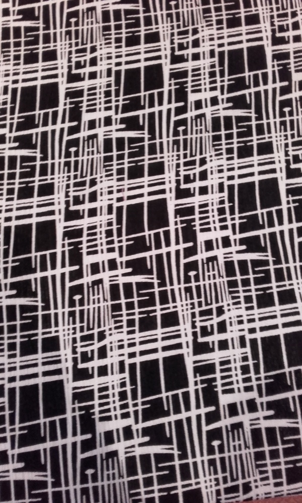 Rough Check Black and White viscose dressmaking fabric