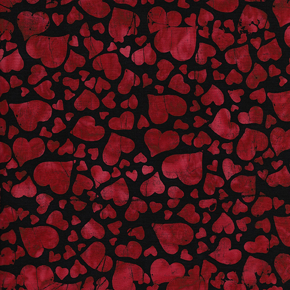 Makower Island Batiks │ Tossed Hearts │ Black