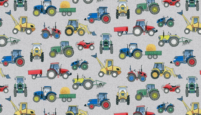 2296S VILLAGE LIFE - TRACTORS GREY Makower