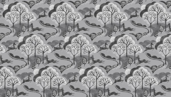 1849S Makower - Into the Woods - Tree Grey