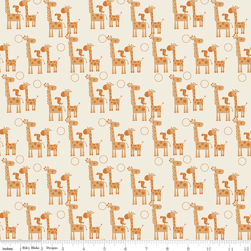 Riley Blake -6151O Orange Giraffes Flannel