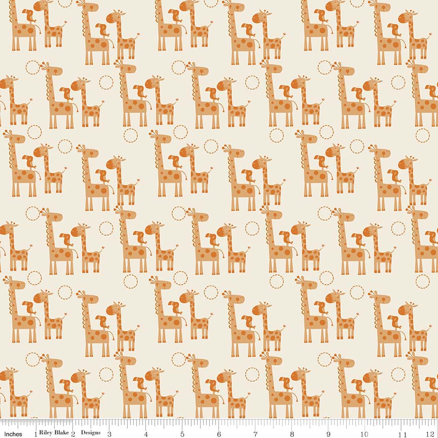 Riley Blake -6151O Orange Giraffes Flannel