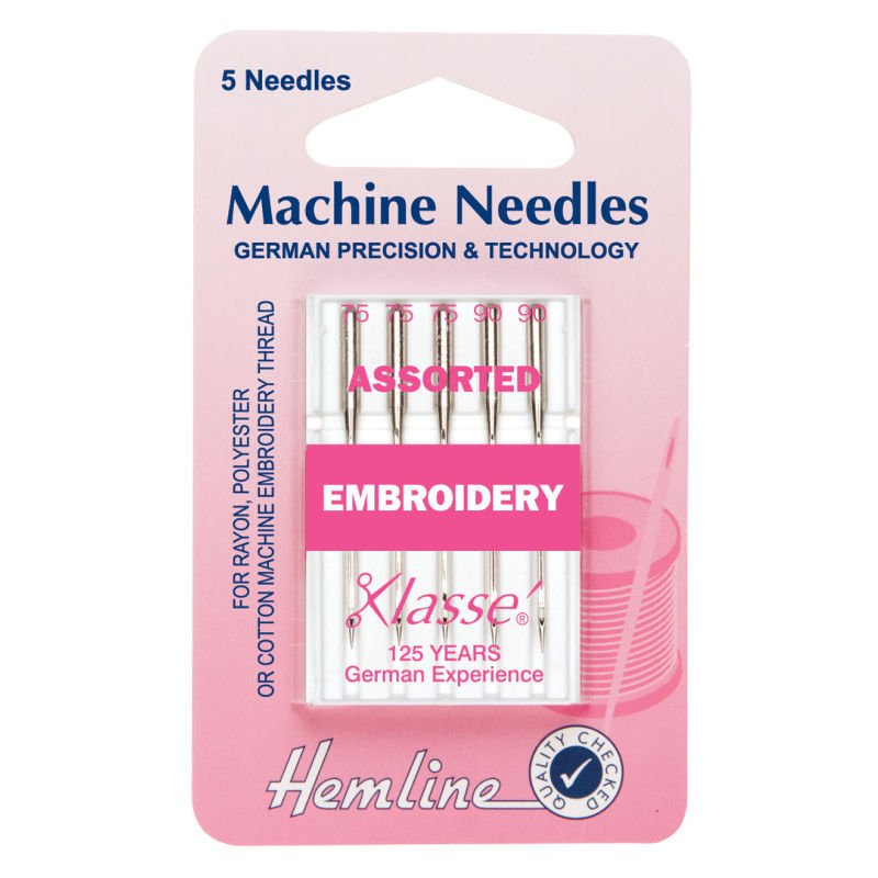 Hemline - Machine Needles - Embroidery Assorted 5 Set