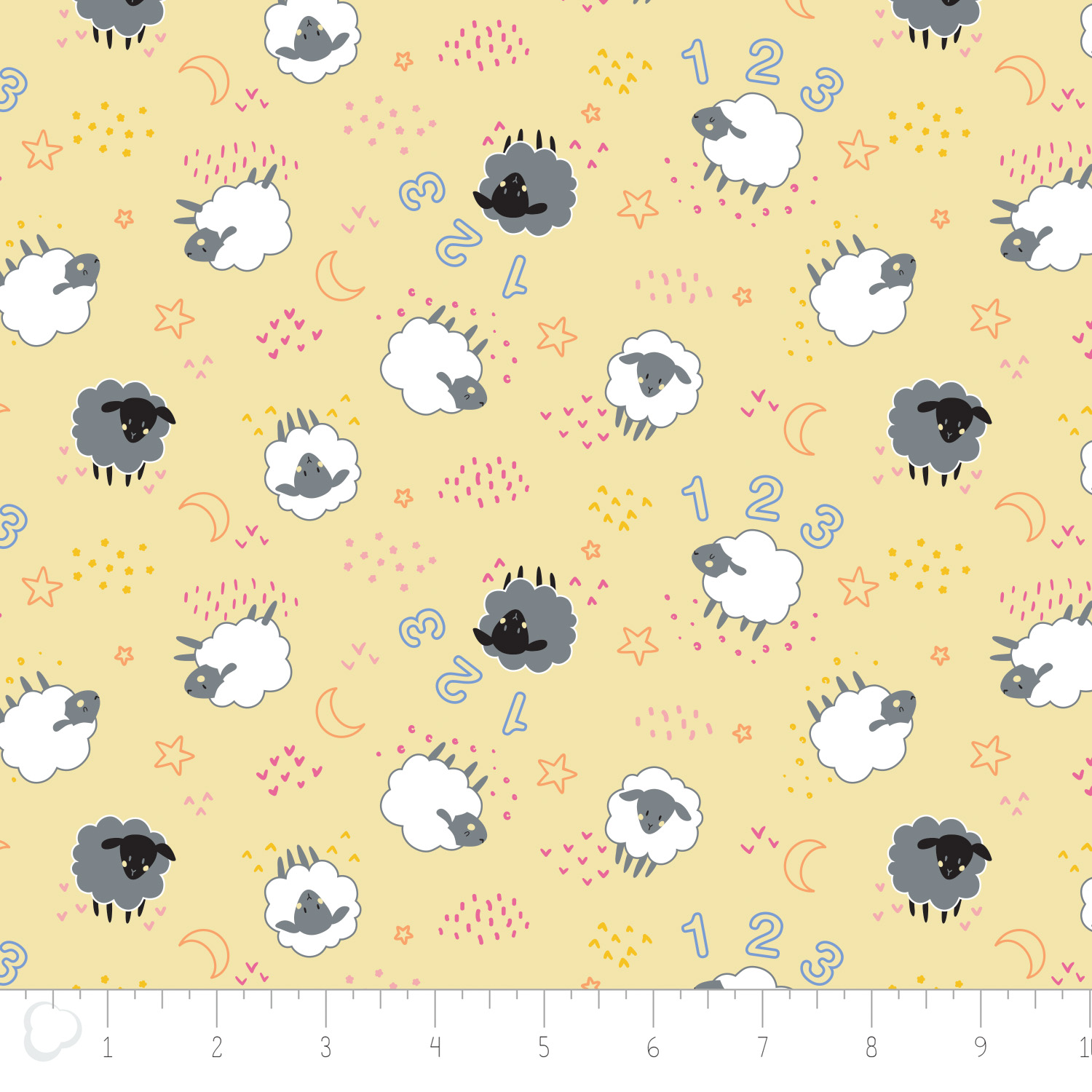 Camelot - Cotton Flannel Sheep on Yellow - 21179961B