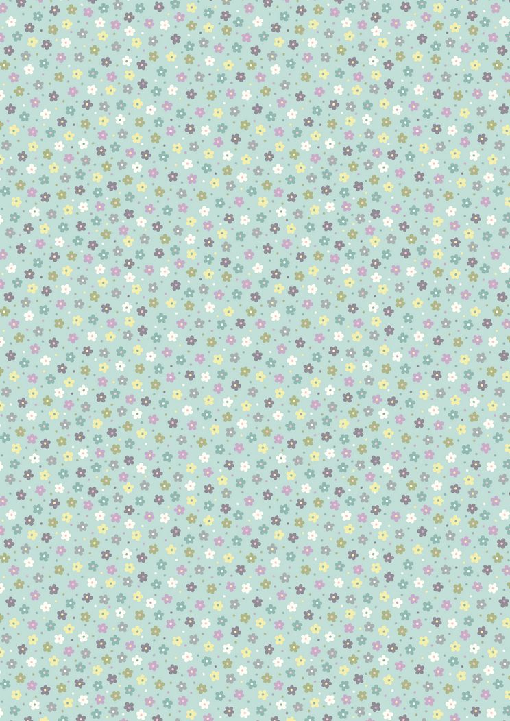 Salisbury Spring A206.2 Little Multi Daisies on Duck Egg