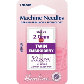 Hemline - Machine Needles - Twin Embroidery Size 75 2.0mm