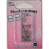 Hemline - Hook & Eyes - Size 1 / 14 sets