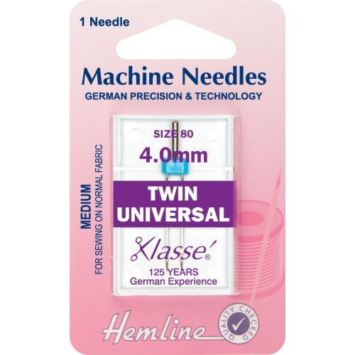 Hemline - Machine Needles - Twin Universal Size 80 4.0mm